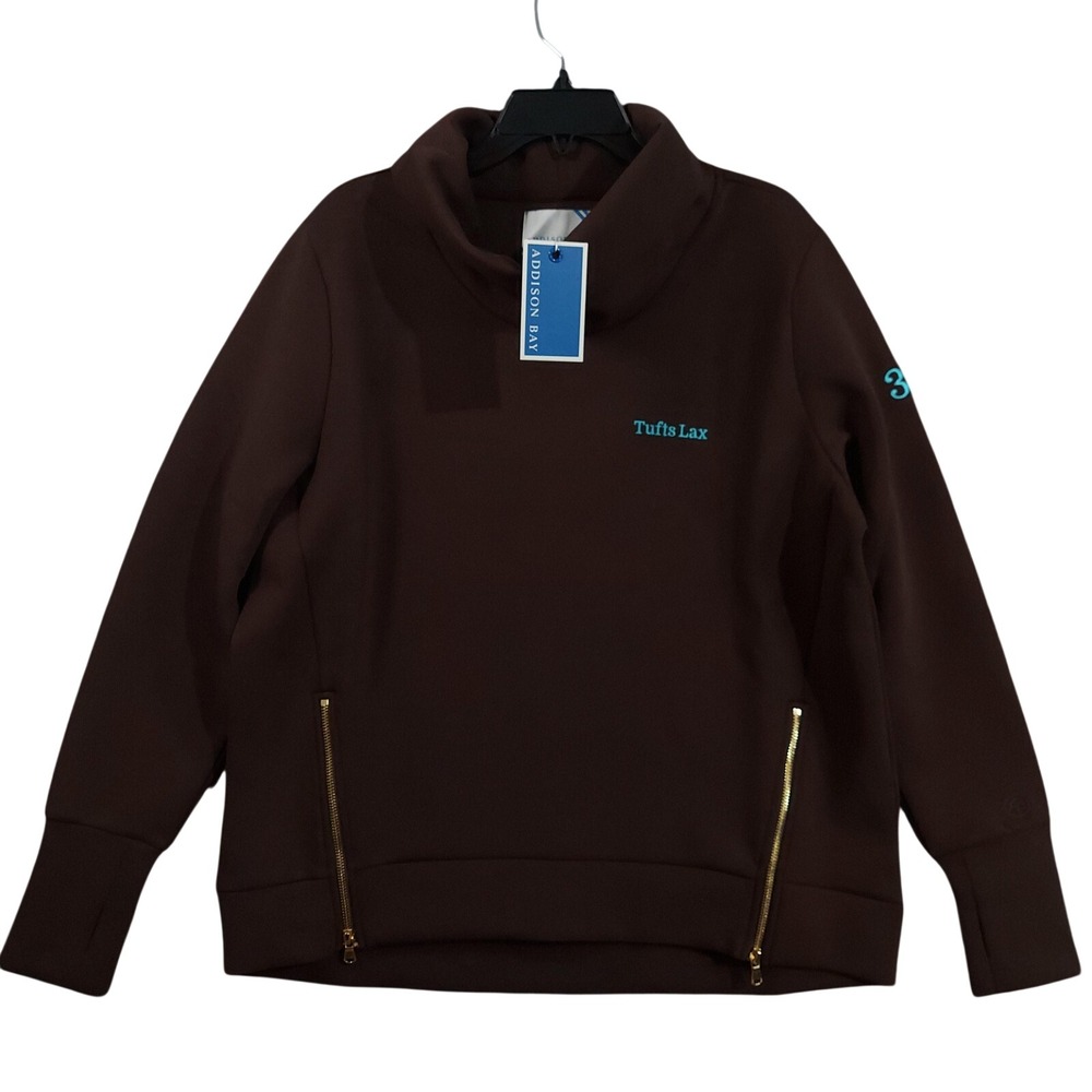 Addison Bay Sweatshirt Womens L‎ Brown Tufts Lax Lacrosse #32 Everyday Pullover